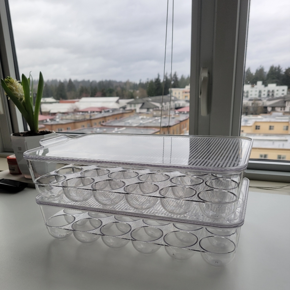 Egg Holder 28 Eggs Organizers Storage Container Clear 2 Pk